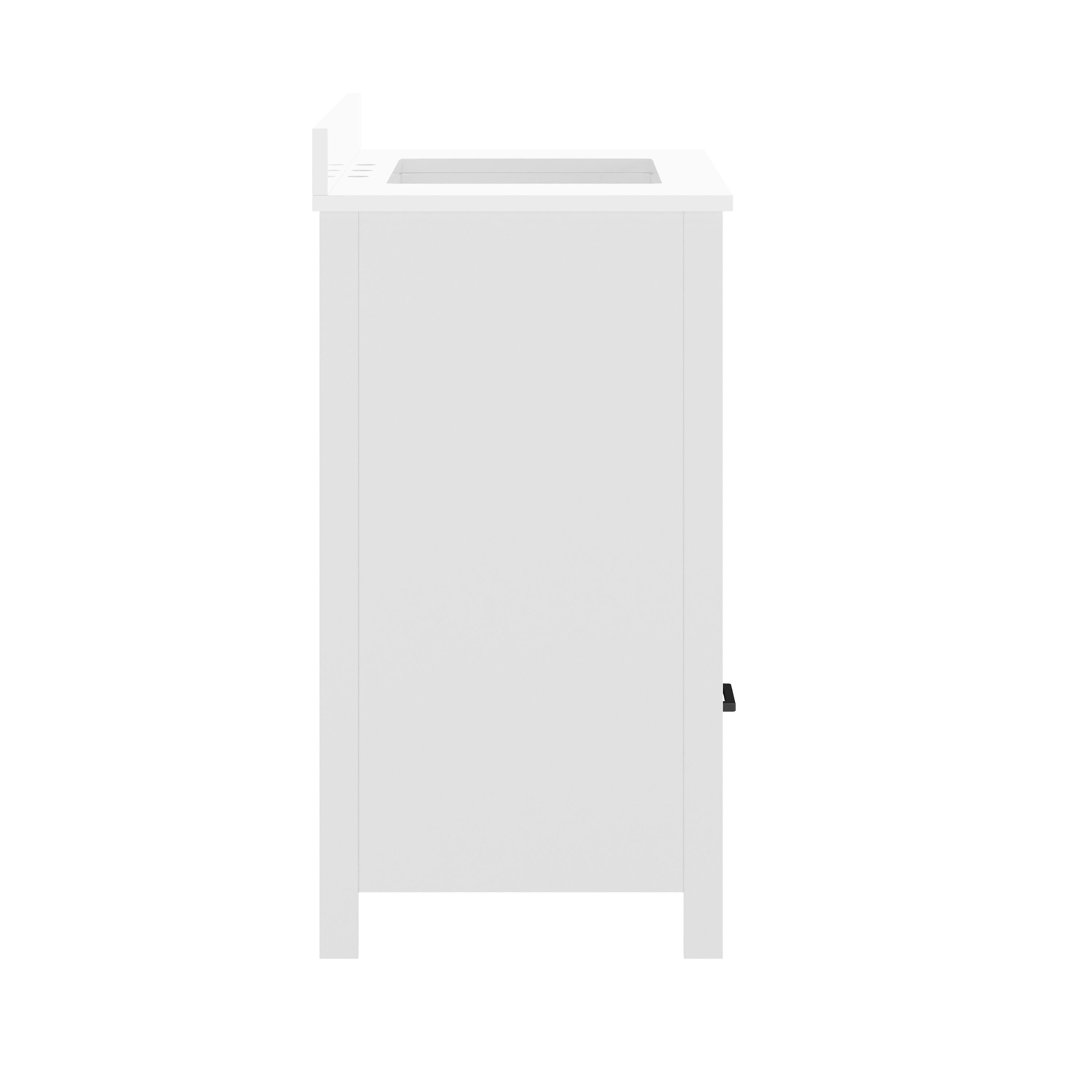 Left. Flash Furniture - Haven 36" Bathroom Vanity with Sink, Storage Cabinet with Black Hardware, Soft Close Doors and Bottom Drawer, Carrara Ma - White.