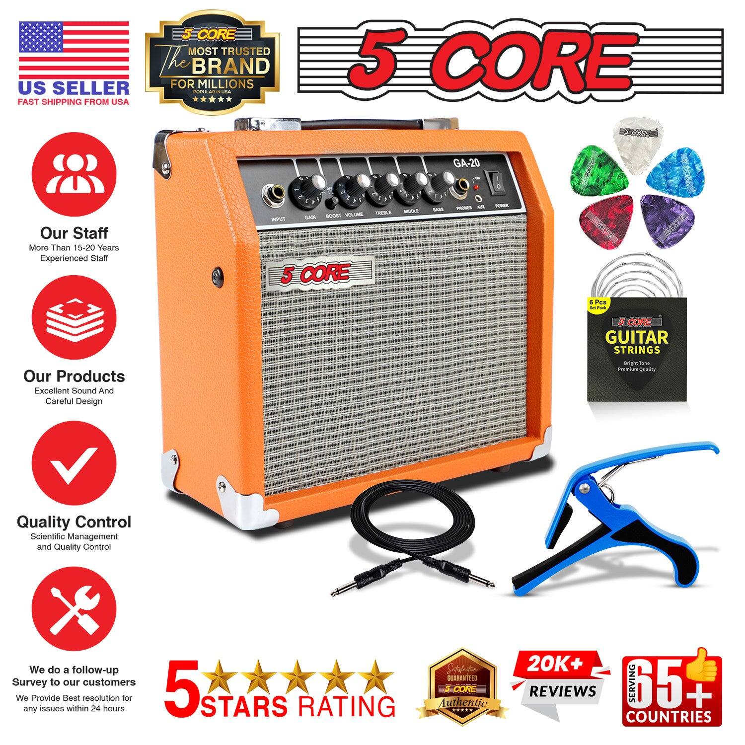 5 CORE  
The MOST TRUSTED BRAND FOR MILLIONS  

US SELLER  
FAST SHIPPING FROM USA  

Our Staff  
More Than 15-20 Years Experienced Staff  

Our Products  
Excellent Sound And Careful Design  

Quality Control  
Scientific Management and Quality Control  

We do a follow-up Survey to our customers  
We provide best resolution for any issues within 24 hours  

5 STARS RATING GUARANTEED  

20K+ REVIEWS  
SERVING 65+ COUNTRIES  

GA-20  

GUITAR STRINGS  
Bright Tone  

Authentic  
Guaranteed  

5 CORE