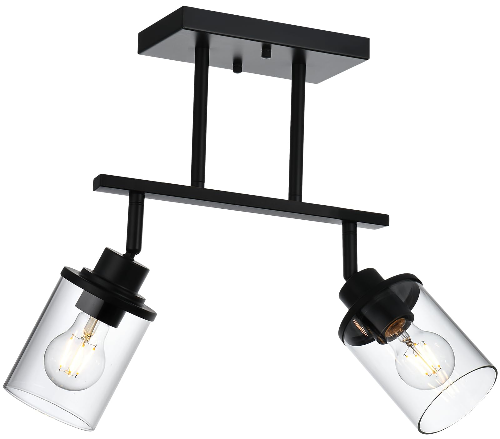 Front. PO3TICJUNKI3 - Kitchen Track Light Fixtures Ceiling Vanity Lights Bathroom Lighting Kit With Ajustable Heads Modern Wall T - Black 2 Light.