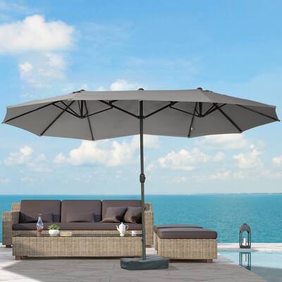 grey rectangular patio umbrella Clearance 200g/sqm polyester Royalcraft 6.5 x 10 ft