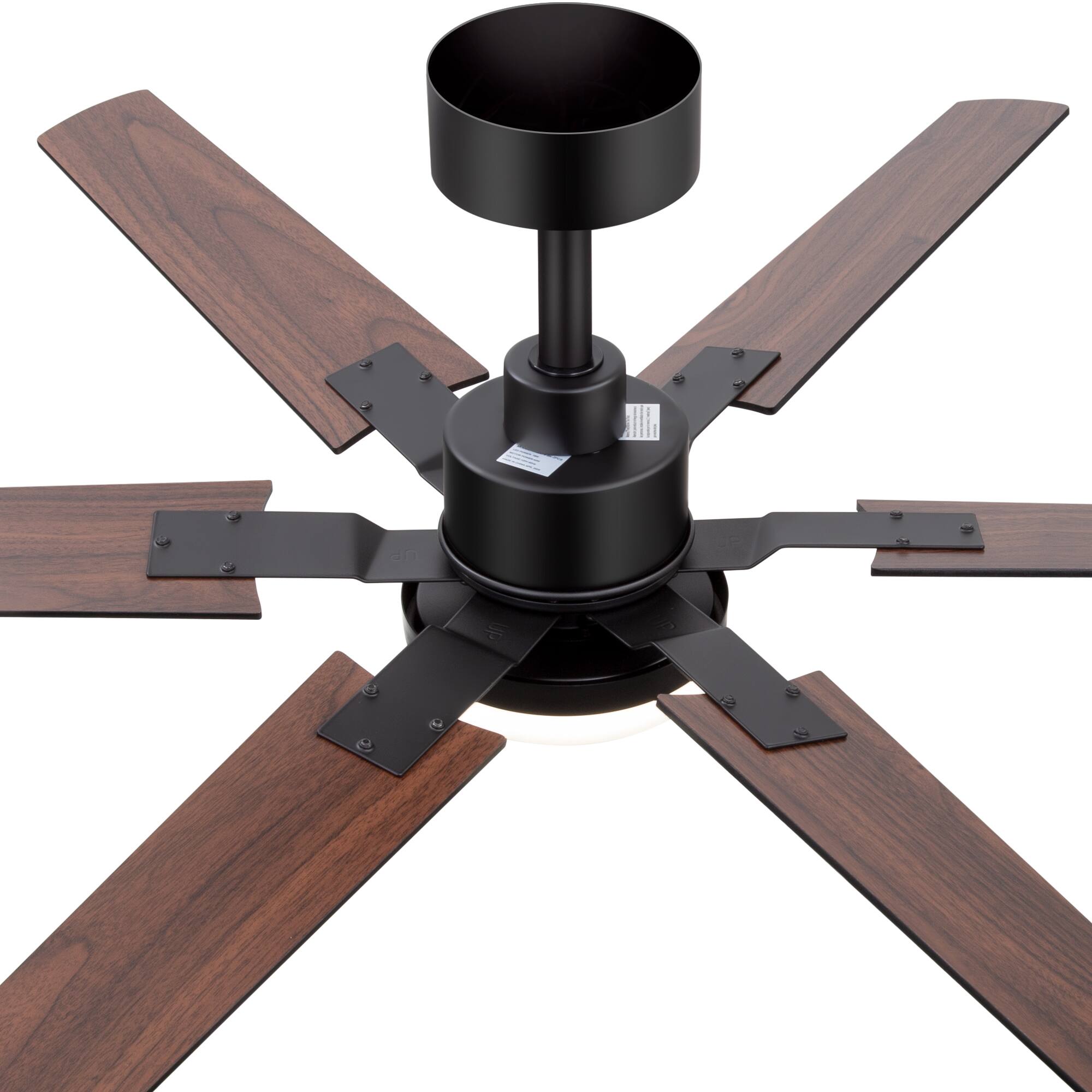 Alt View 9. Breezary - 46" 2-Pack Ceiling Fan with Integrated Light, 6 Plywood Blades, DC Motor, 6-Speed Remote, Timer with Memory - Matte Black and Dark Walnut Color.