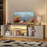 Bestier - 70" Gaming TV Stand with Storage and LED Light Strips Up to 75" Entertainment Center - White
