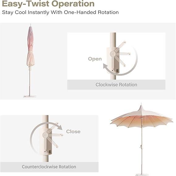 Easy-Twist Operation  
Stay Cool Instantly With One-Handed Rotation  

Open: Clockwise Rotation  
Close: Counterclockwise Rotation
