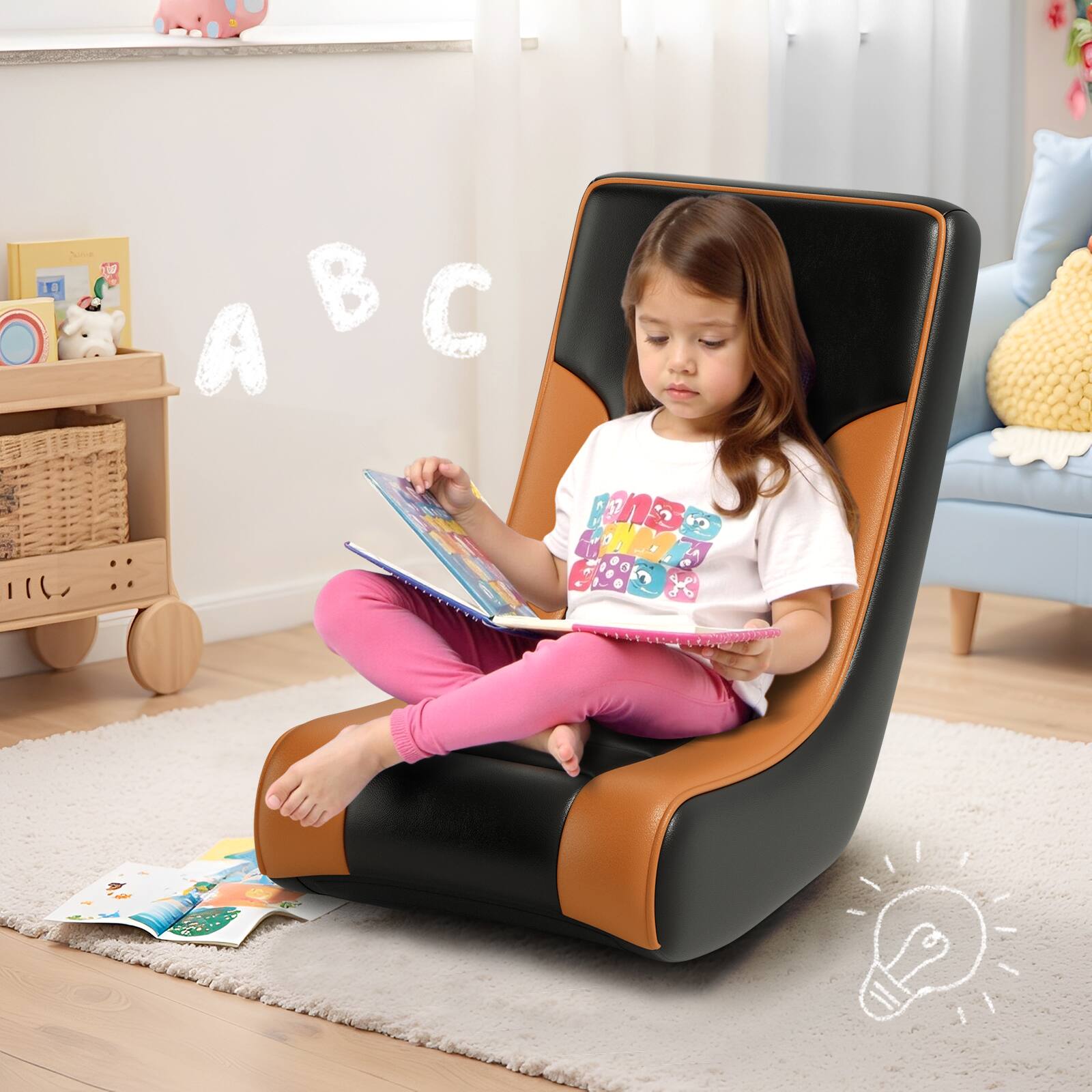 Alt View 6. GTPlayer - Rocker Floor Gaming Chair Ergonomic Comfortable Floor Rocker,Yellow Earth Pattern - Yellow.