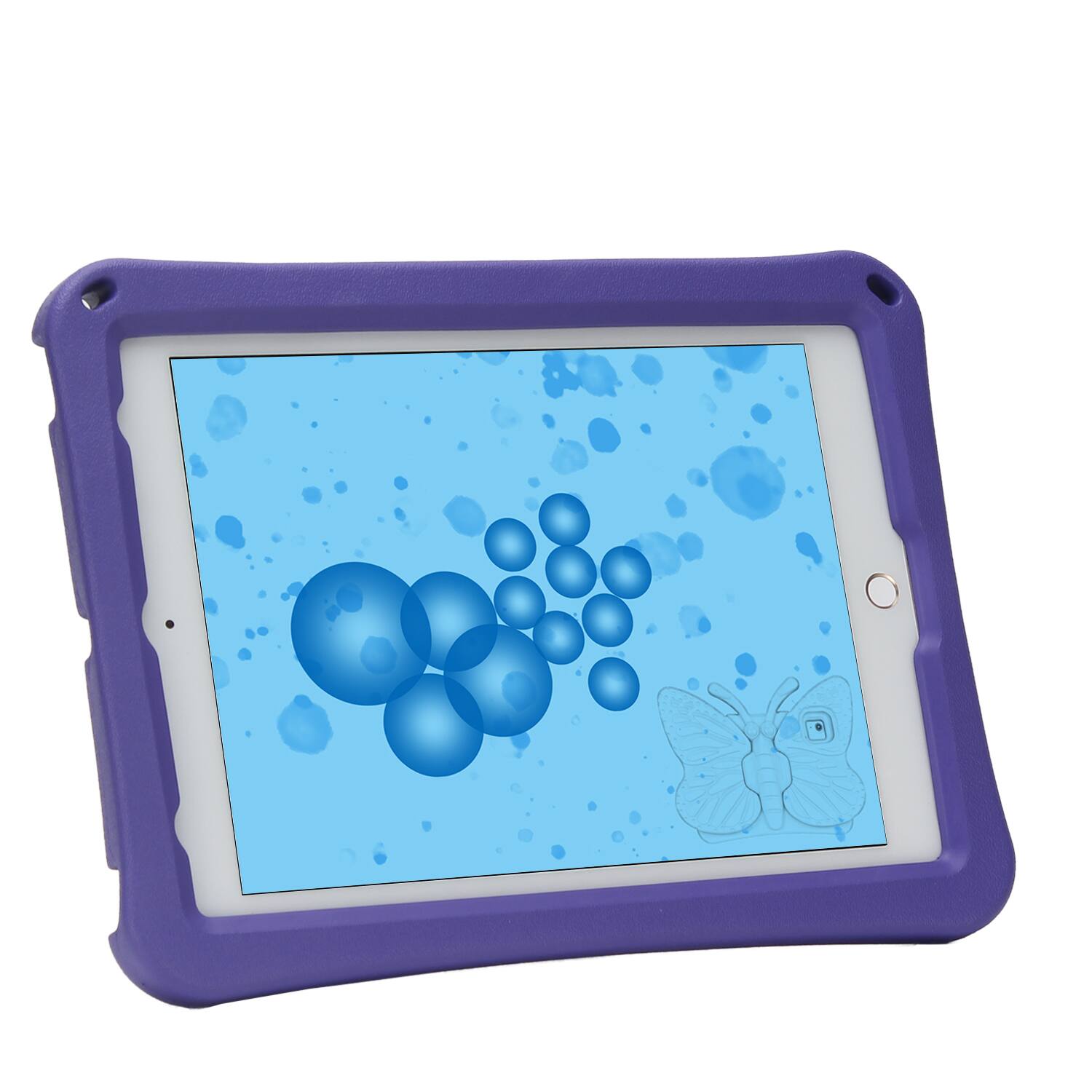 Alt View 1. UUCOVER - Butterfly Case for iPad 9th 8th 7th Gen 10.2-inch (2021/2020/2019),Shockproof EVA Kids Case 360° Rotating Stand Cover - Purple.