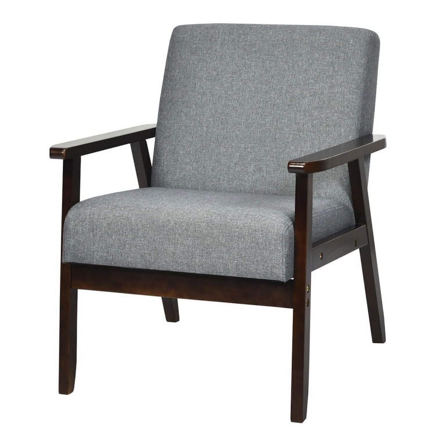 Kadyn - Lounge Chair, Accent Armchair Leisure Chair,Accent Sofa Chair,Solid Rubber Wood Fabric Accent Armchair - Gray