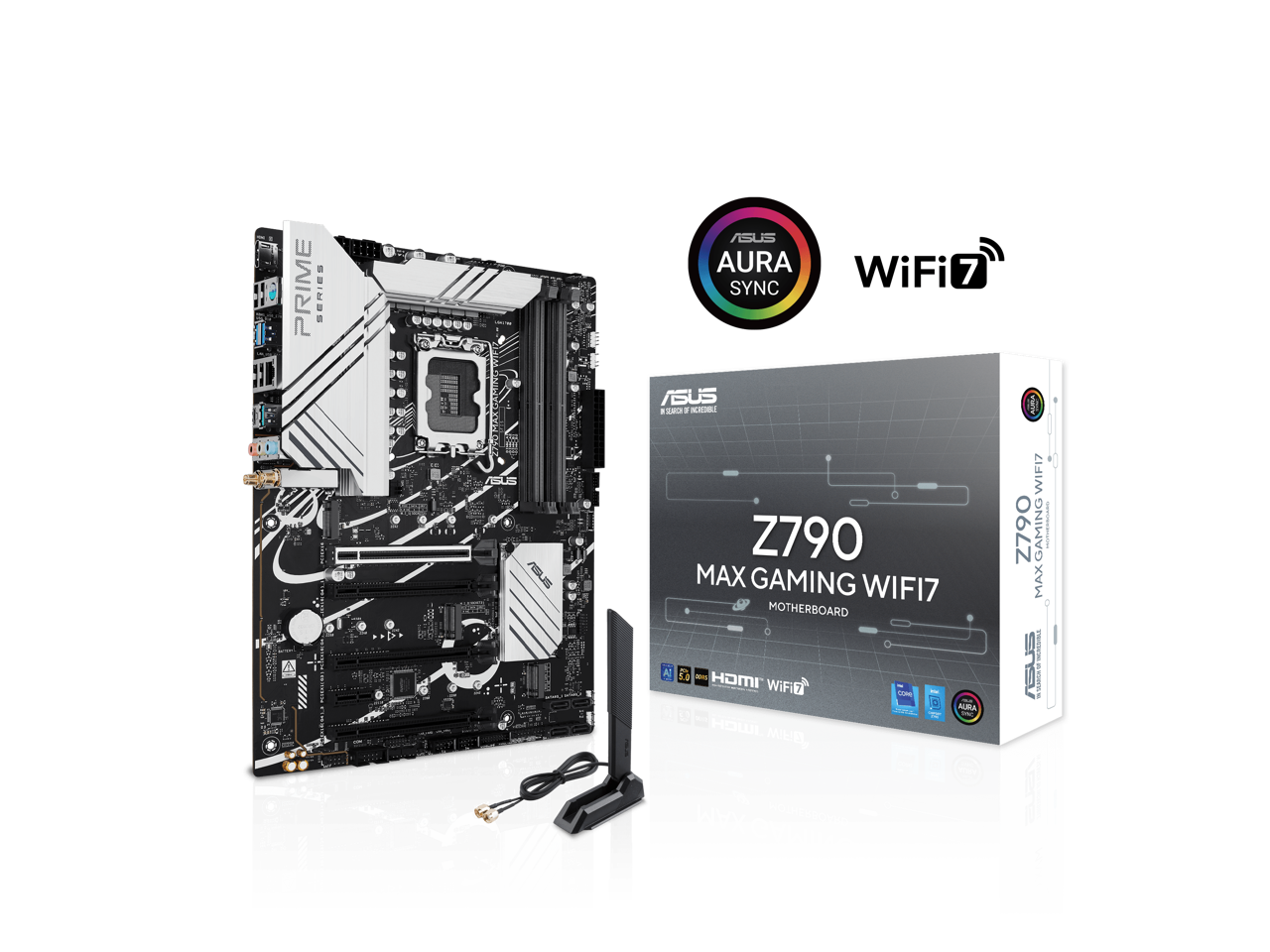 ASUS PRIME SERIES  
Z790 MAX GAMING WIFI7  
MOTHERBOARD  
AURA SYNC  
Wi-Fi 7  
HDMI