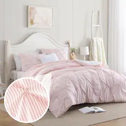 Pinstripe Peach Pink-Twin/TXL(68" x 90")
