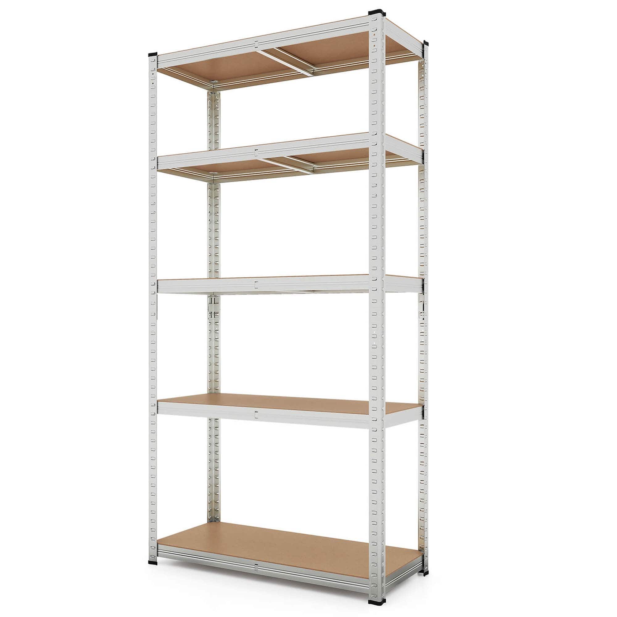 Front. Costway - Costway 5 Tier Adjustable Garage Shelving Unit with 2000 lbs Max Load for Warehouse - Silver.