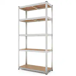 Costway - 5 Tier Adjustable Garage Shelving Unit with 2000 lbs Max Load for Warehouse - Silver