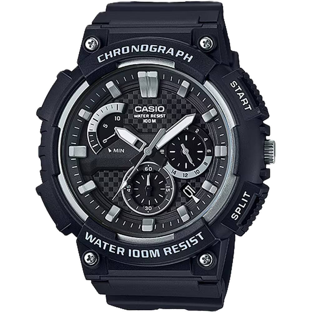 CHRONOGRAPH  
CASIO  
WATER RESIST 100M  
START  
SPLIT  
MIN  
60  
45  
30  
10  
5  
12  
14  
10  
8  
6  
4  
2  
1  
WATER 100M RESIST