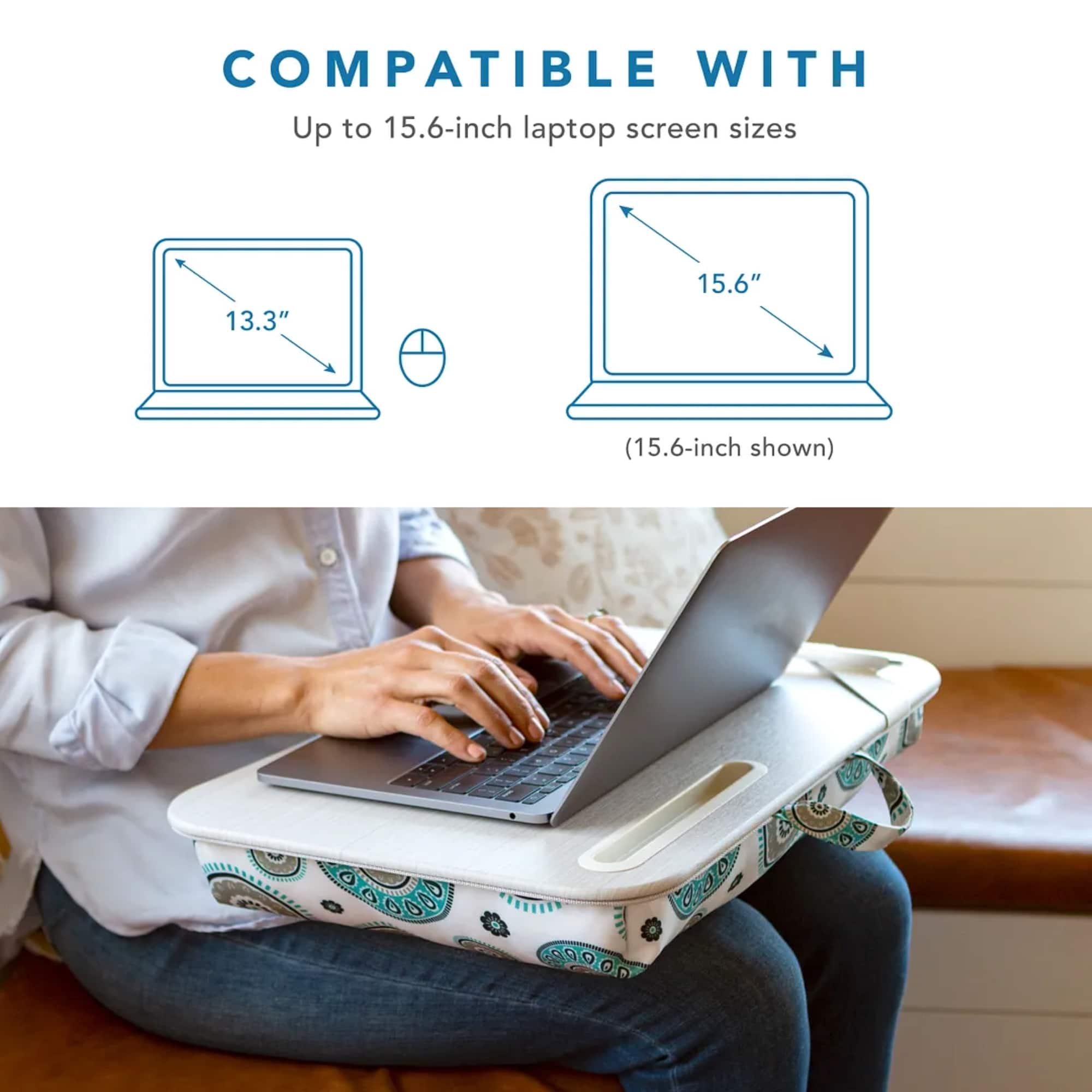 COMPATIBLE WITH Up to 15.6-inch laptop screen sizes 13.3" 15.6" (15.6-inch shown)