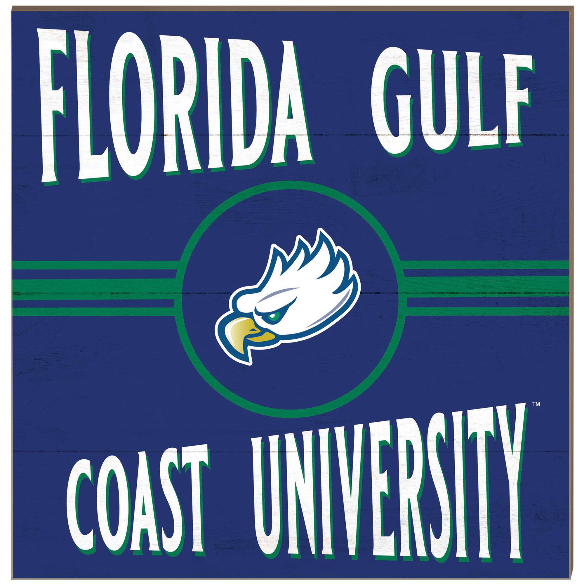 Florida Gulf Coast Eagles 10'' x 10'' Retro Team Sign