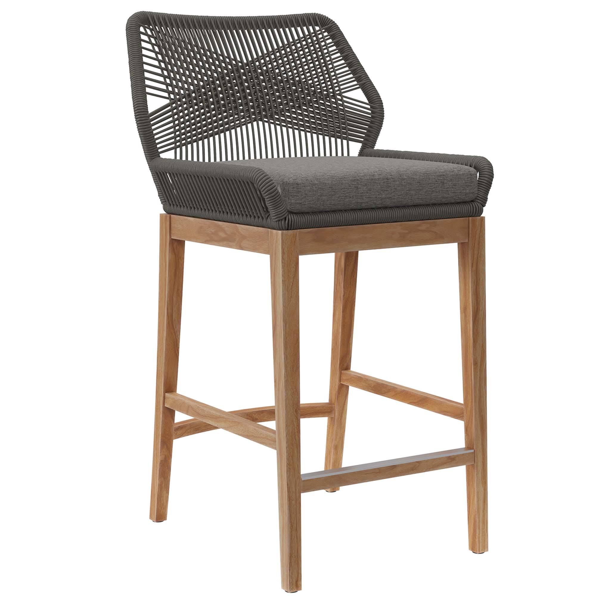 Angle. Modway - Wellspring Outdoor Patio Teak Wood Bar Stool by Modway - Gray Graphite.