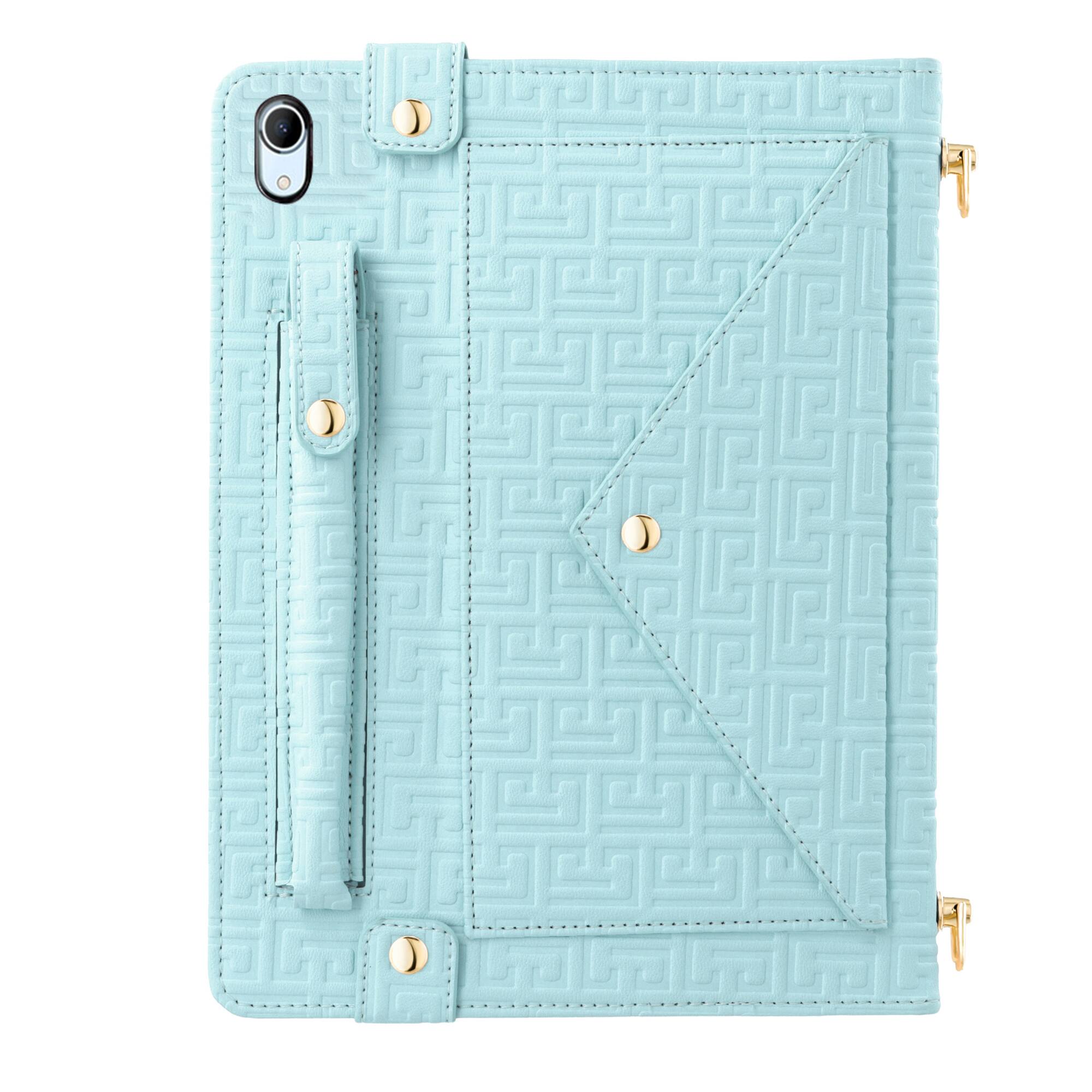 Dteck - Crossbody Handbag Case for iPad A16 11" 2025/iPad 10th Gen 10.9" 2022, PU Leather Folio Stand Cover with Pencil Holder - Blue