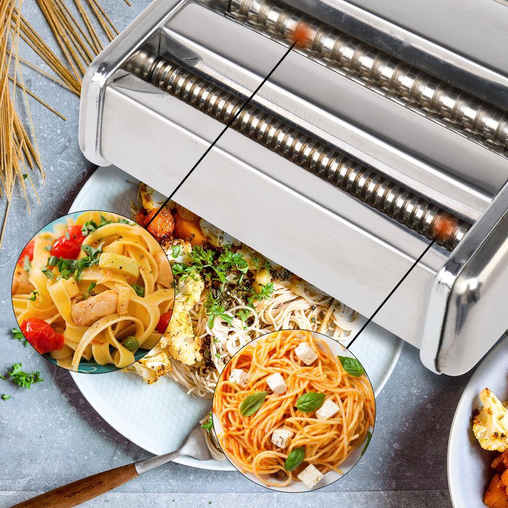Alt View 7. Winado - 150mm 6" Fresh Pasta Maker Roller Machine for Spaghetti Noodle Fettuccine - Silver.