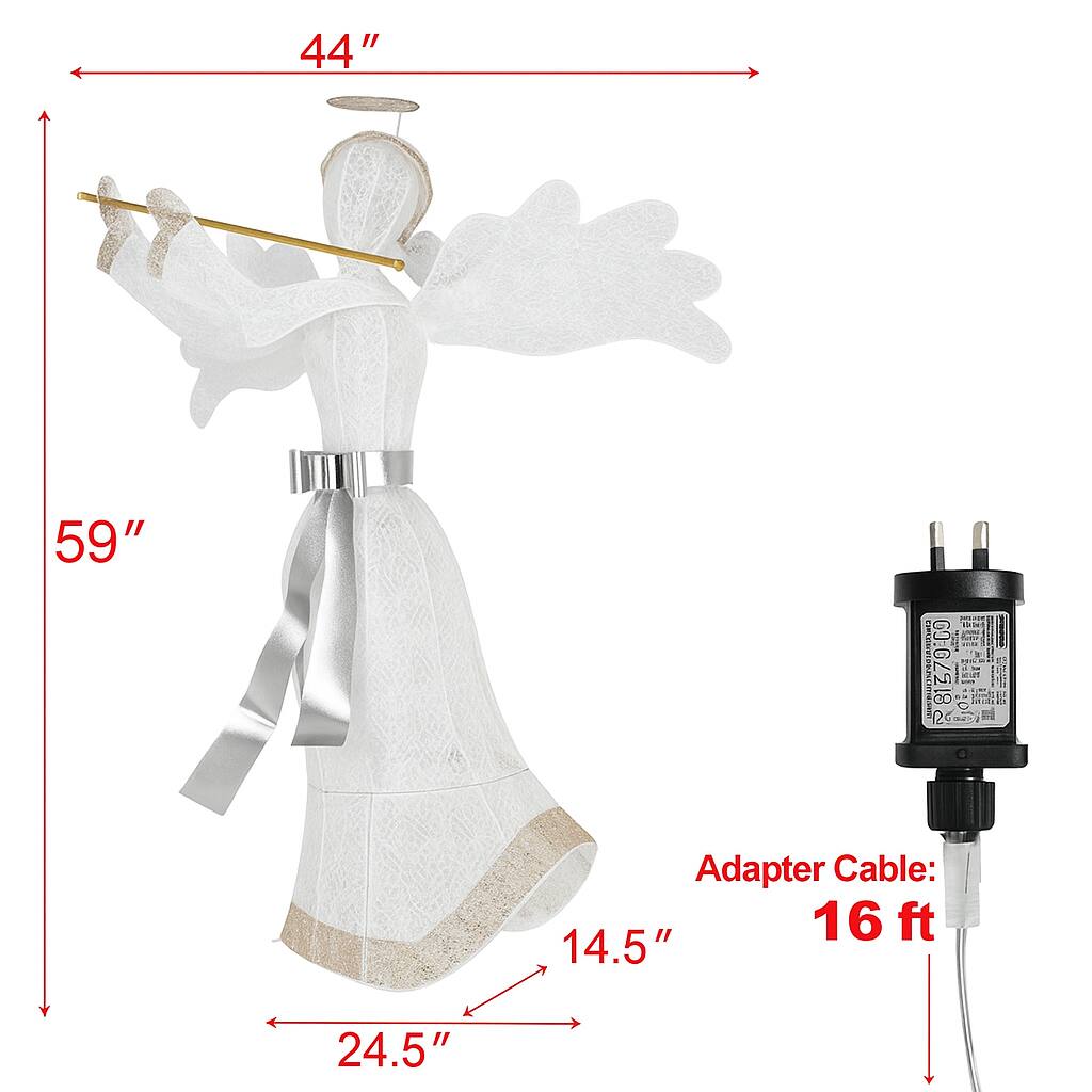 44"  
59"  
24.5"  
14.5"  
Adapter Cable: 16 ft