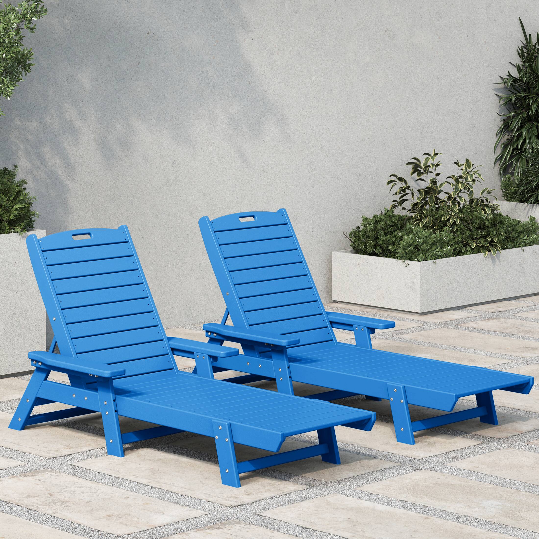 Angle. WestinTrends - WestinTrends Malibu Poly Reclining Chaise Lounge (Set Of 2) - Pacific Blue.