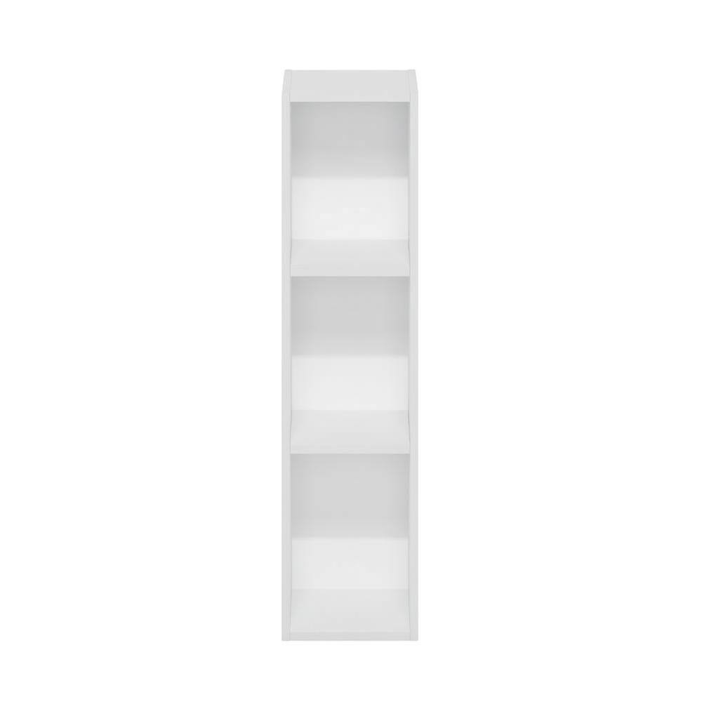 Left. FurniFact - Wooden white bookcase with compact design for versatile storage - White.