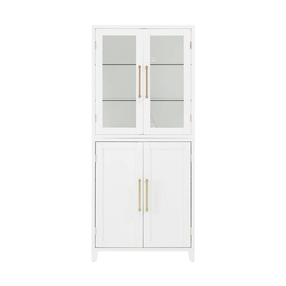 Alt View 2. Crosley Furniture - Roarke Pantry Storage Cabinet With Glass Door Hutch - White.