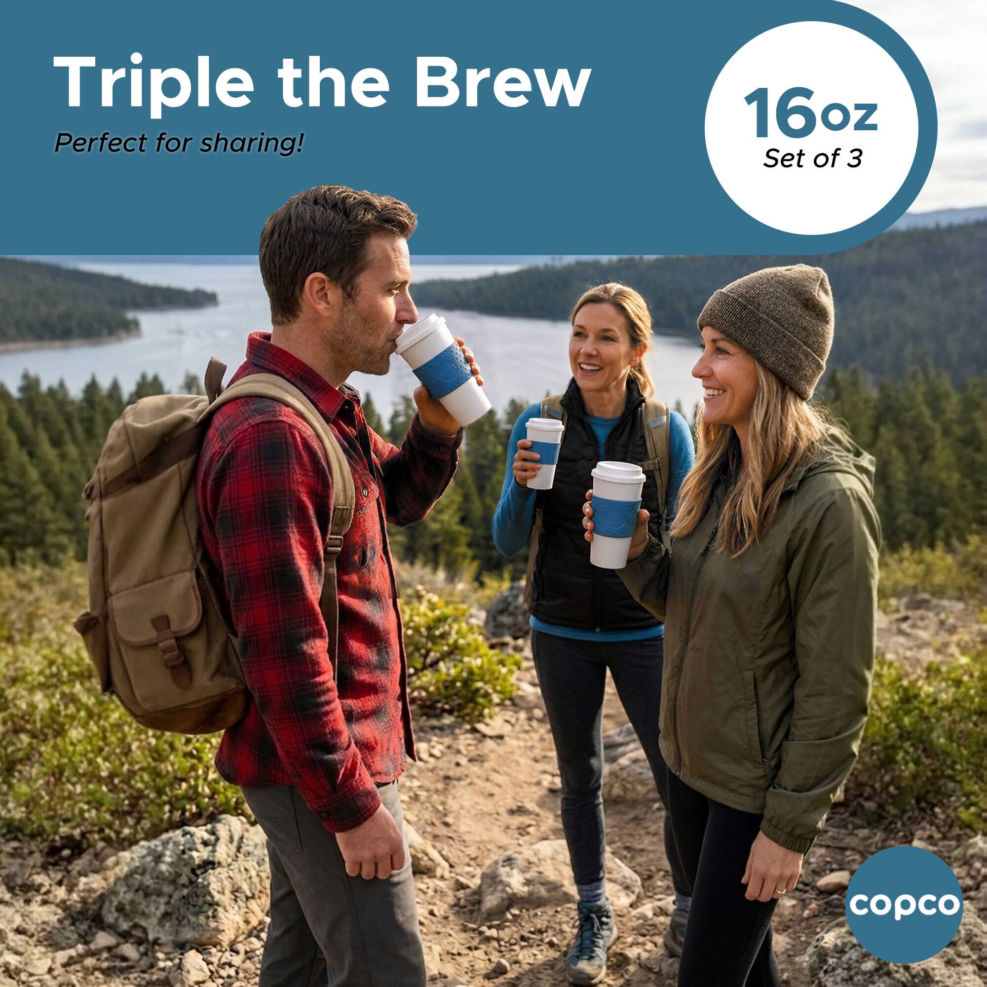 Triple the Brew  
Perfect for sharing!  
16oz  
Set of 3  
copco