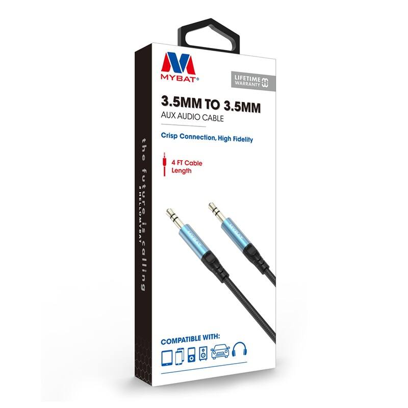 M MYBAT LIFETIME WARRANTY 3.5MM TO 3.5MM AUX AUDIO CABLE the future calling Crisp Connection, High Fidelity 4 FT Cable Length COMPATIBLE WITH: