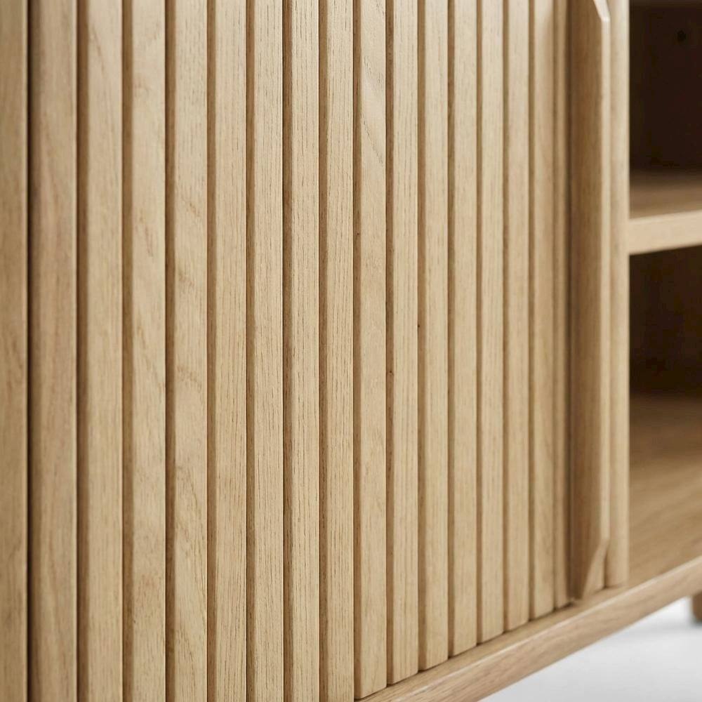 Alt View 1. FurniFact - Brown wooden TV stand with sleek design and sturdy construction - Brown.