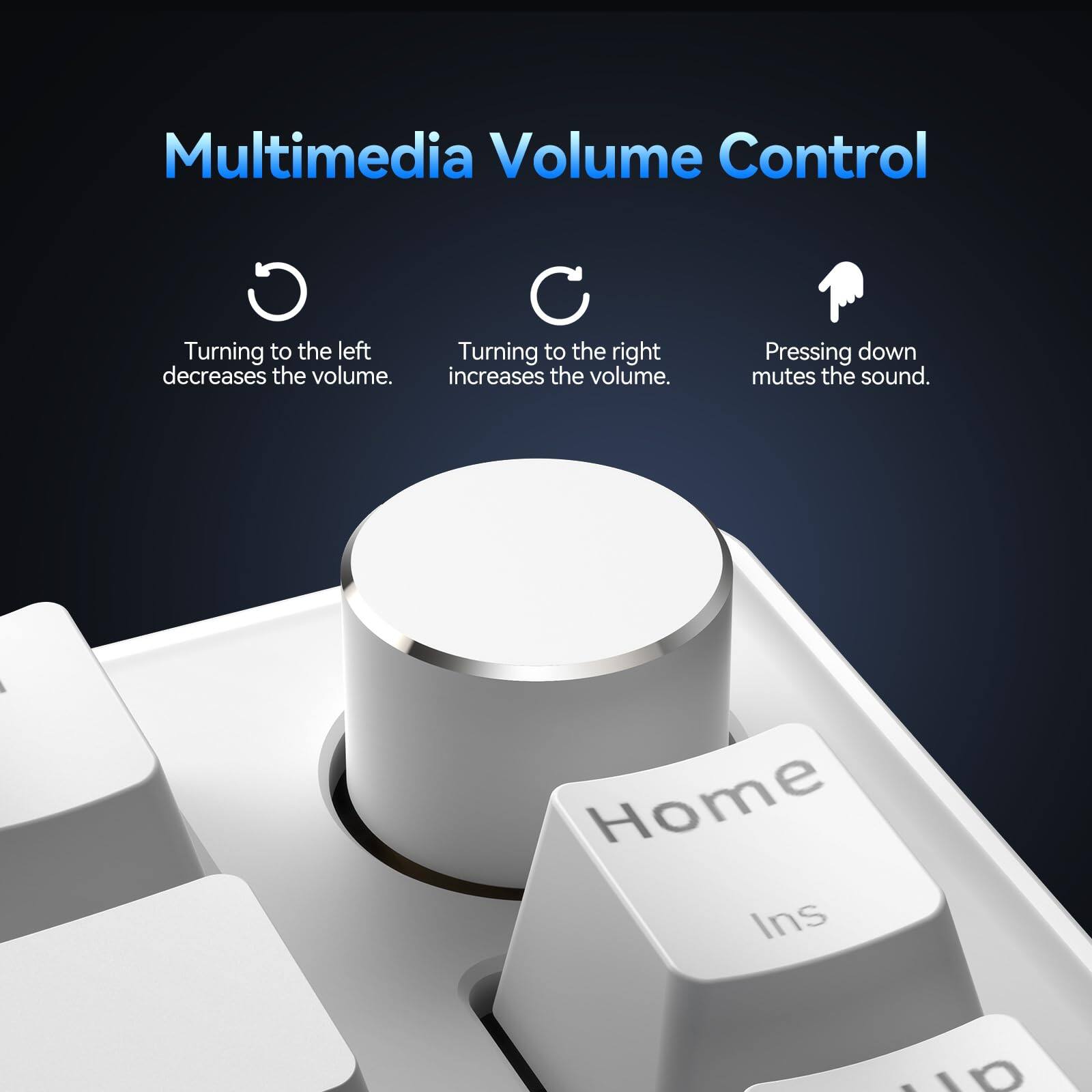 Multimedia Volume Control

- Turning to the left decreases the volume.
- Turning to the right increases the volume.
- Pressing down mutes the sound.