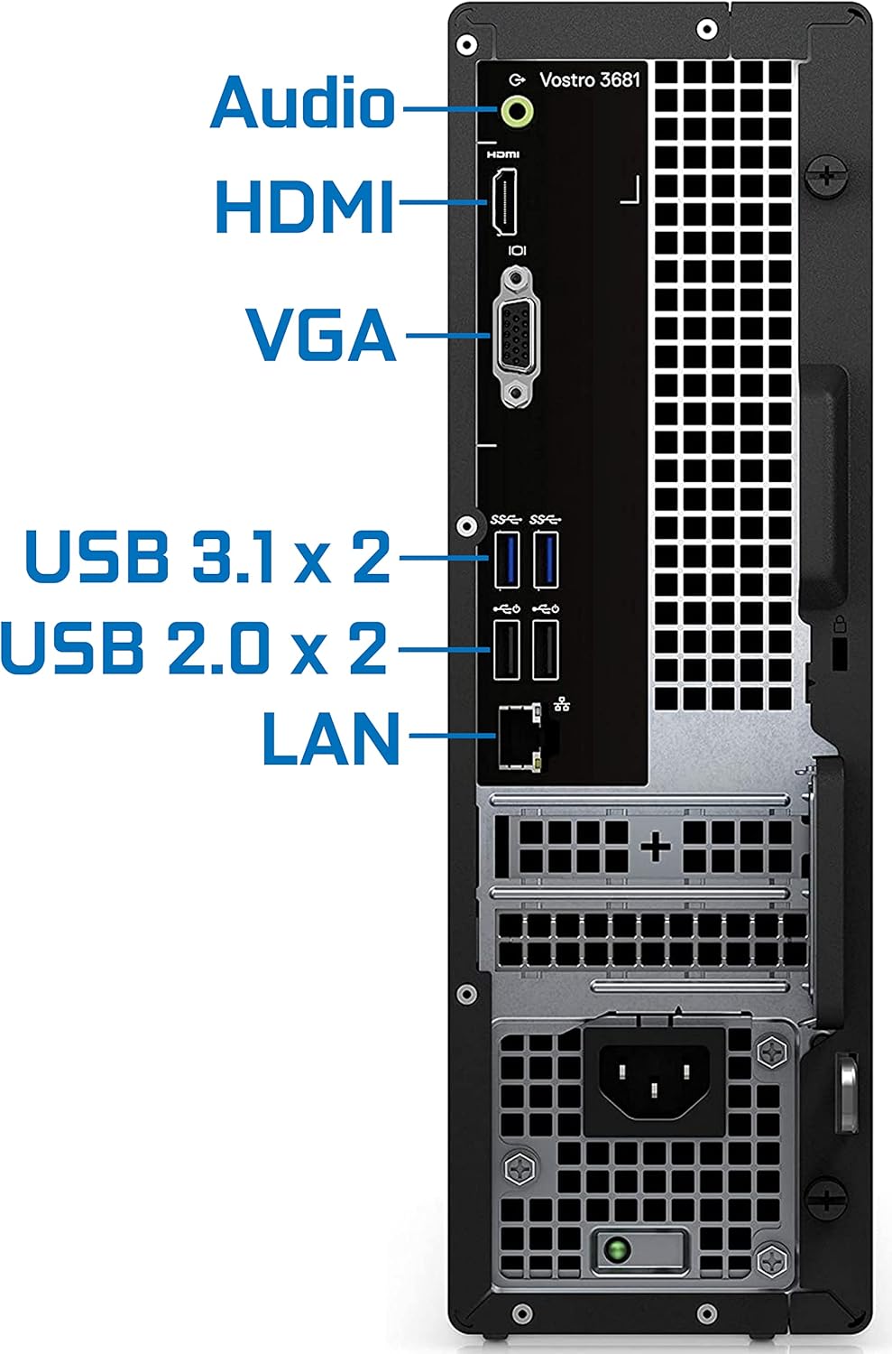 Audio HDMI VGA USB 3.1 x 2 USB 2.0 x 2 LAN