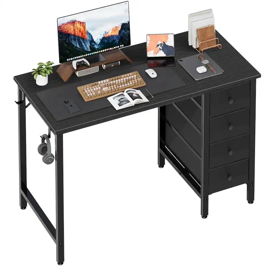 HM 1810 Computer Desk With 4 Fabric Drawers Student Reversible Small ...