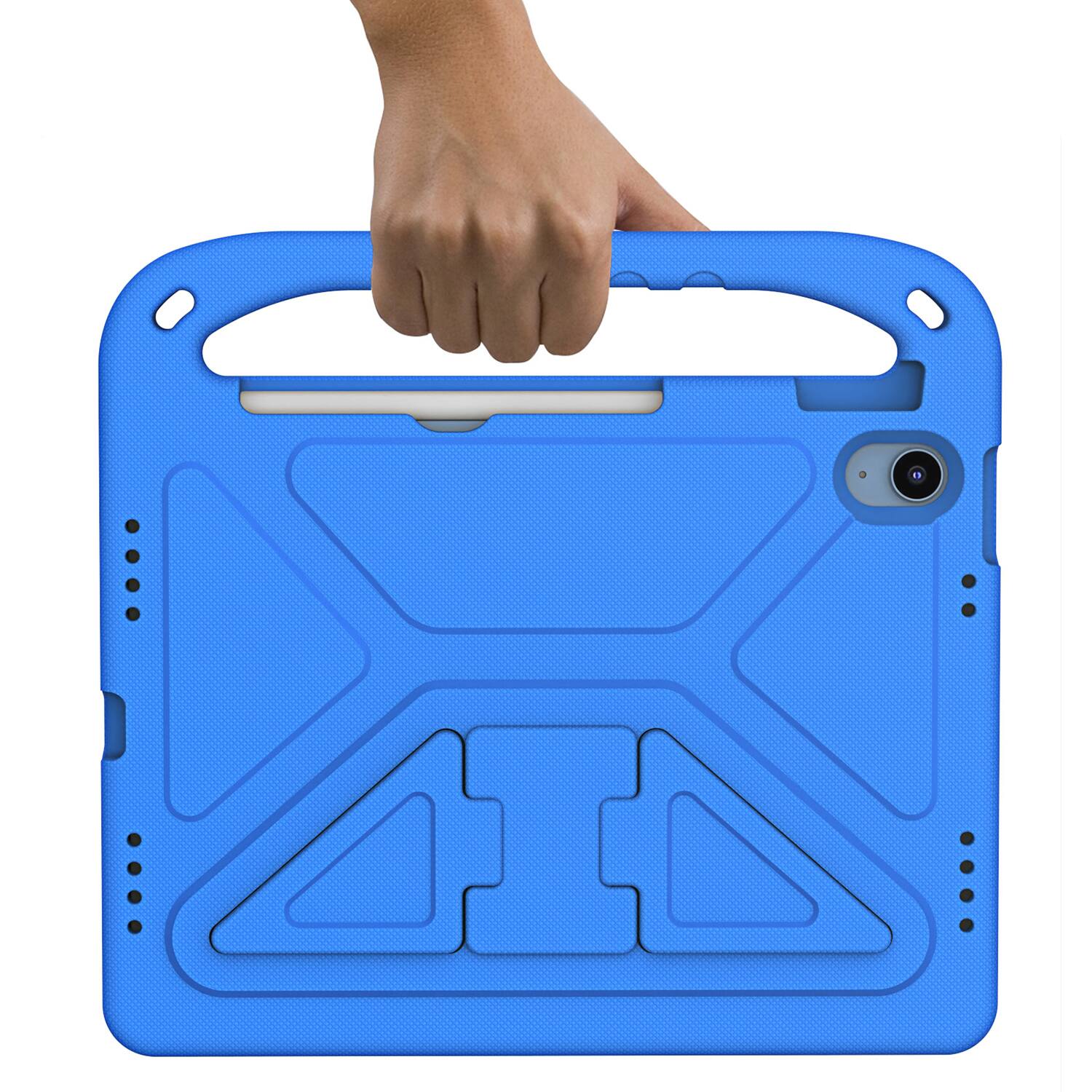 Alt View 2. Dteck - For Apple iPad (A16) 11" 2025/iPad 10th 2022 Rugged Case Kids Friendly EVA Handle Grip Pencil Holder Kickstand Cover - Blue.