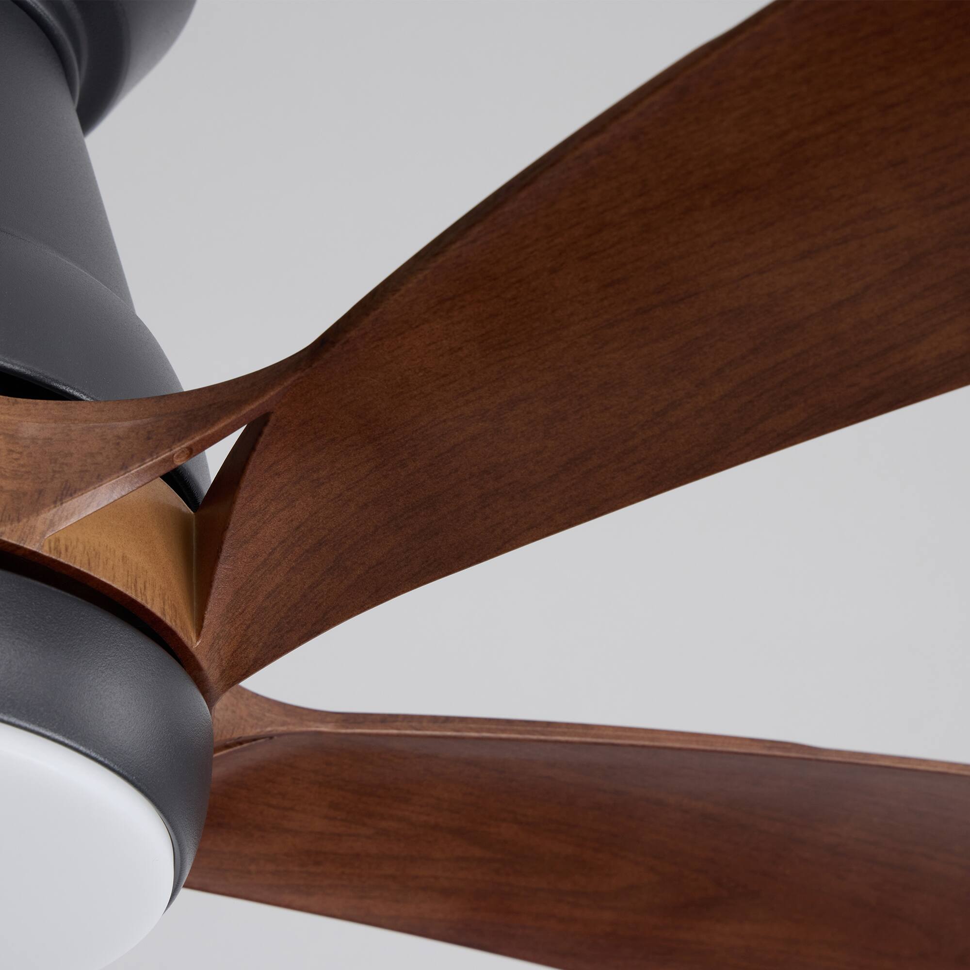 Alt View 5. Siljoy - 52 Inch Modern Low Profile Ceiling Fan with Light Matte Black Walnut Finish 5 Wood Blades Quiet DC Motor with Remote - Brown.
