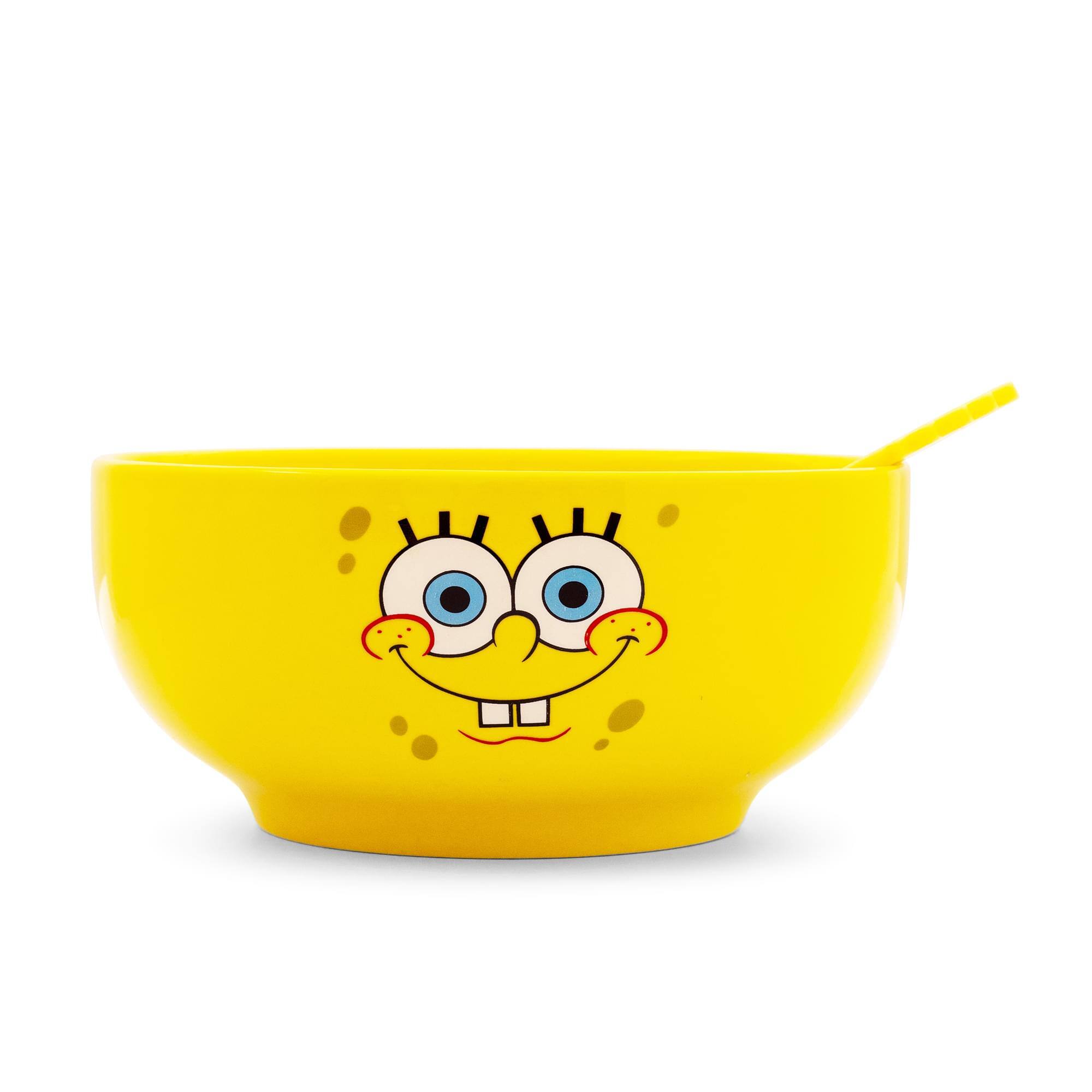 Alt View 1. Silver Buffalo - Nickelodeon SpongeBob SquarePants Ceramic Bowl With Color-Changing Spoon - Yellow.