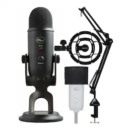 Blue Microphones - Yeti USB Microphone (Blackout) with Boom Arm & Mount Bundle - ABLACKOUTYETIK9