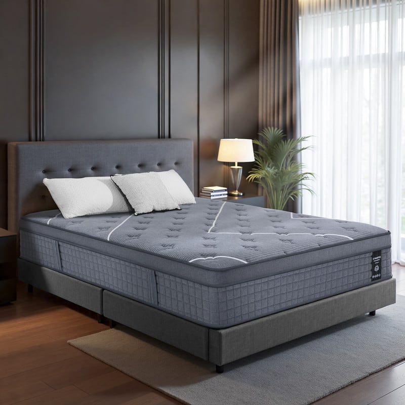 Front. UltraSnooze - Twin Mattress,10 Inch Hybrid Mattress in a Box, Memory Foam Individual Pocket Springs, Medium Firm, Pressure Relief - grey.