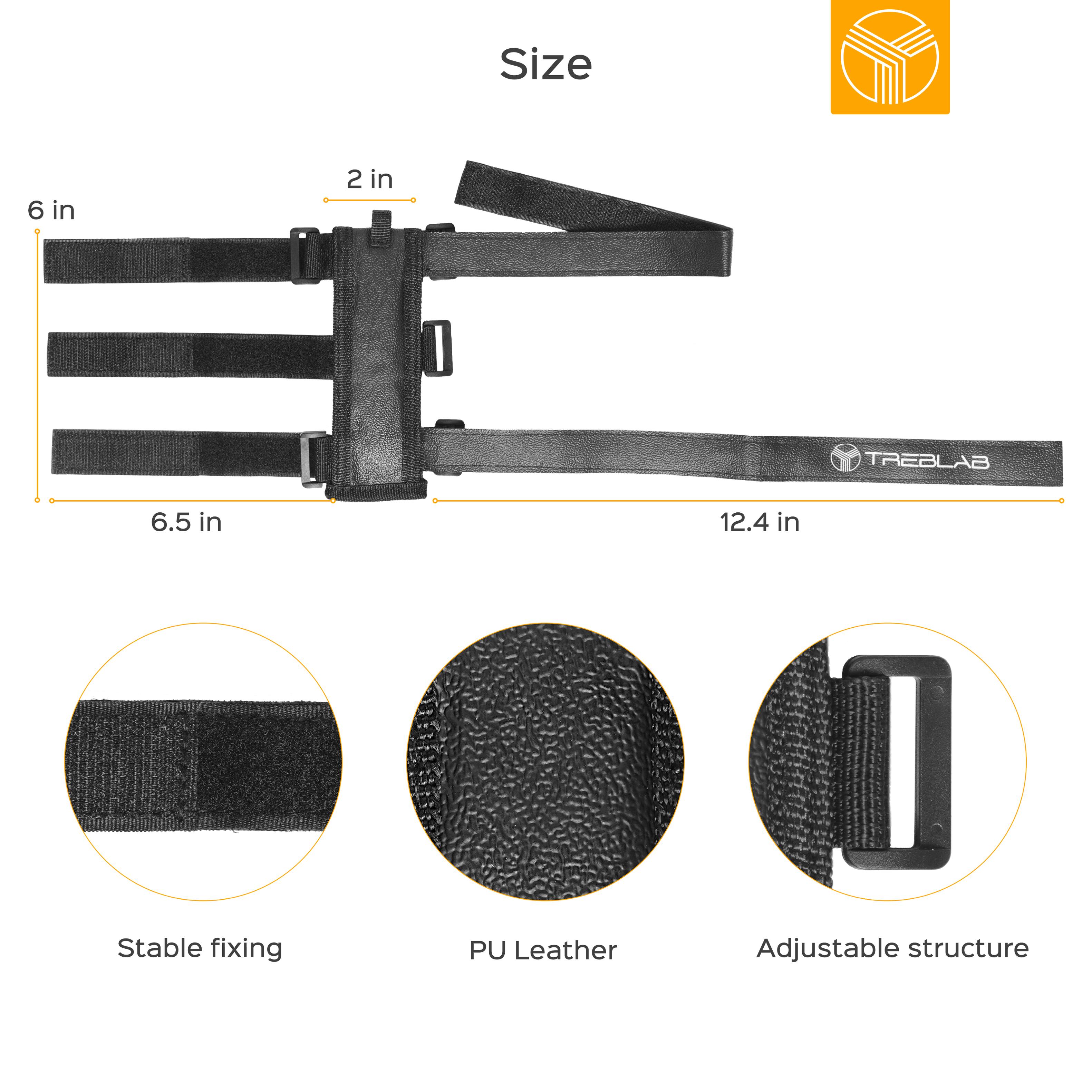 Size: 6 in, 2 in, 6.5 in, 12.4 in

TREBLAB

Stable fixing

PU Leather

Adjustable structure
