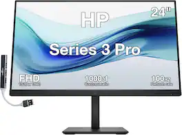 HP - Series 3 Pro 24" FHD IPS Monitor, 5ms Response Time, Anti-Glare, Built-in Speakers, Displayport, HDMI & DKZ Hub - Black