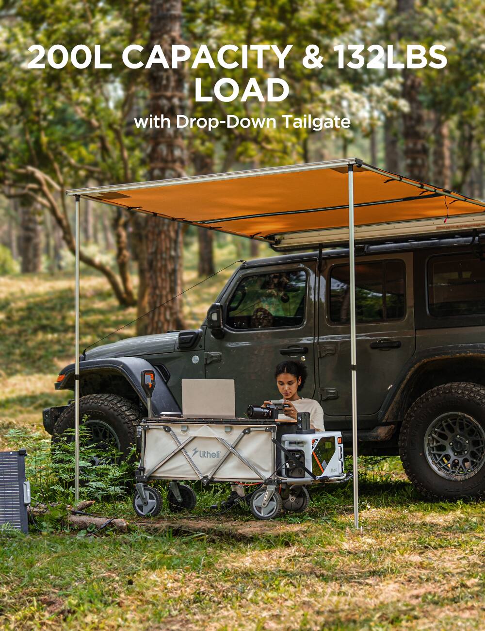 200L CAPACITY & 132LBS LOAD with Drop-Down Tailgate Lithell 200 e