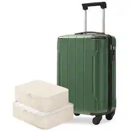 Loheer - 20-Inch Hardshell Carry-On Luggage, Lightweight ABS Suitcase with Spinner Wheels and TSA Lock, Green - Blackish Green