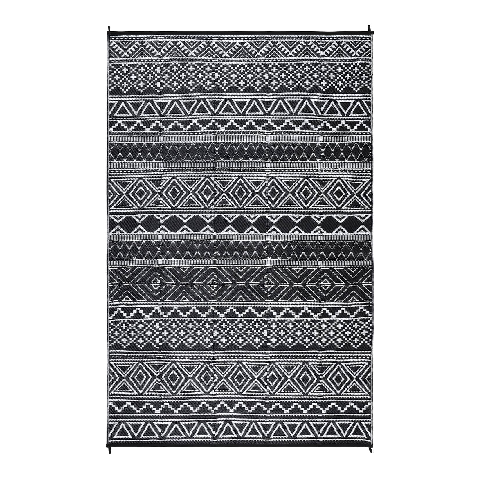 Front. GAOMON - Boho Geometric Outdoor Area Rug Stain Resistant Waterproof UV Resistant Carpet for Balcony Picnic Beach Vacation - Black White.