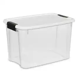 Sterilite - 30 Qt Clear Plastic Stackable Storage Bin w/ White Latch Lid, 24 Pack