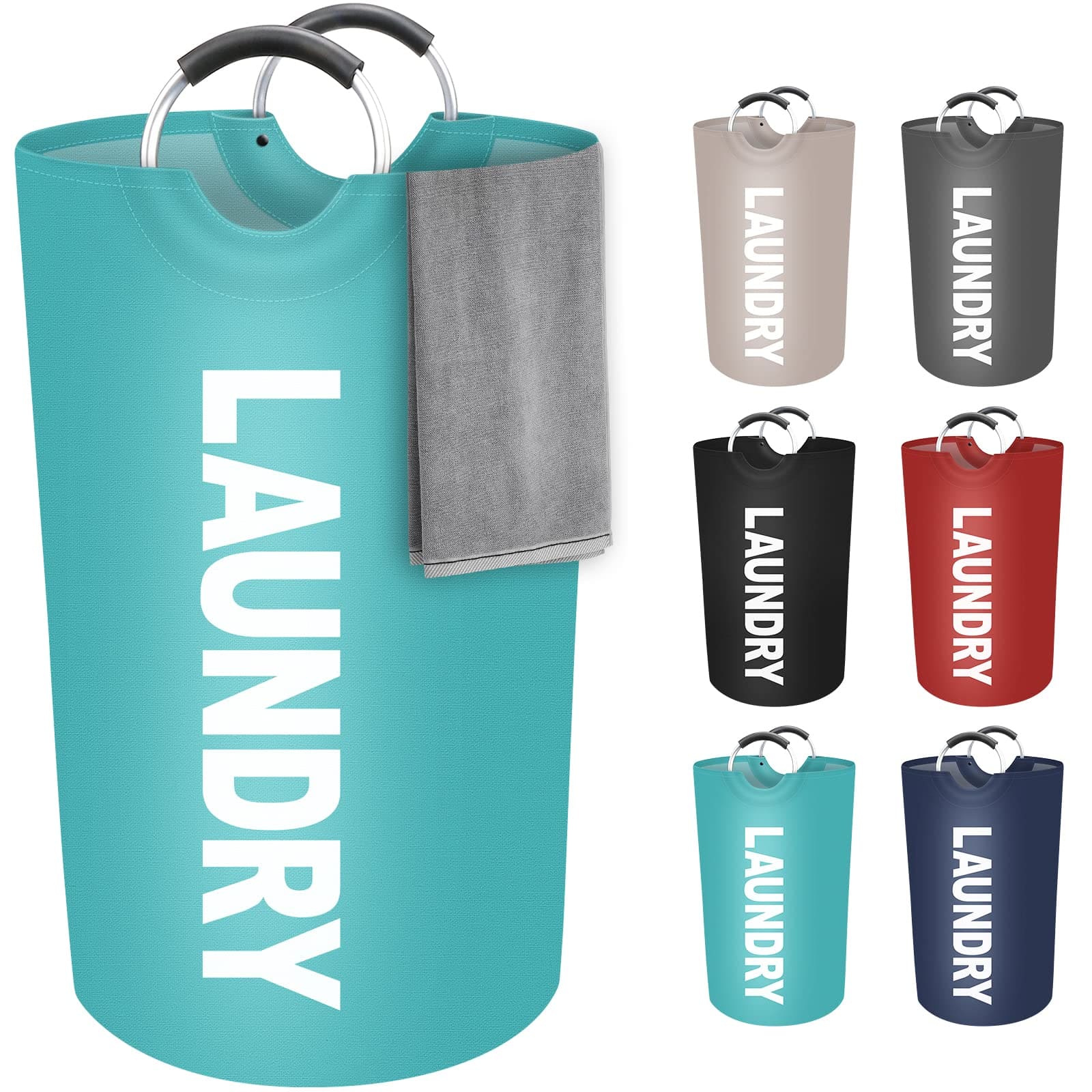 DORLUKFU - 90L Large Laundry Basket, Laundry Hamper, Dirty Clothes Hamper for Laundry, Collapsible, Waterproof Laundry Baskets with - Green