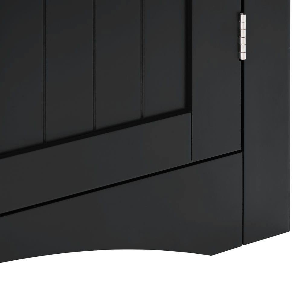 Left. Kadyn - Corner cabinet with Doors and Shelves, Free Standing Storage Cabinet for Kitchen, Living Room, Black - Black.