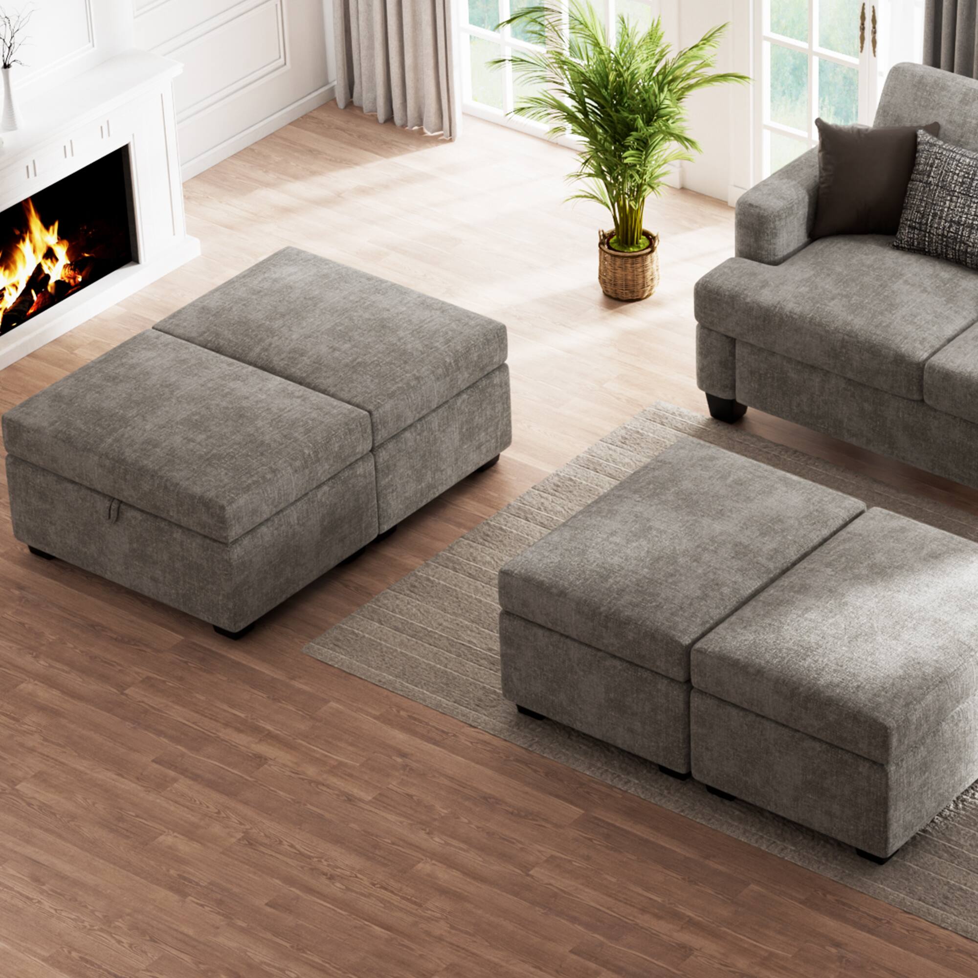 Alt View 4. KERDOM - KERDOM Sectional Sleeper Sofa with Armrest & Storage, Deep Couch with Chaise Comfortable Padded for Living/Bed Room - Grey.