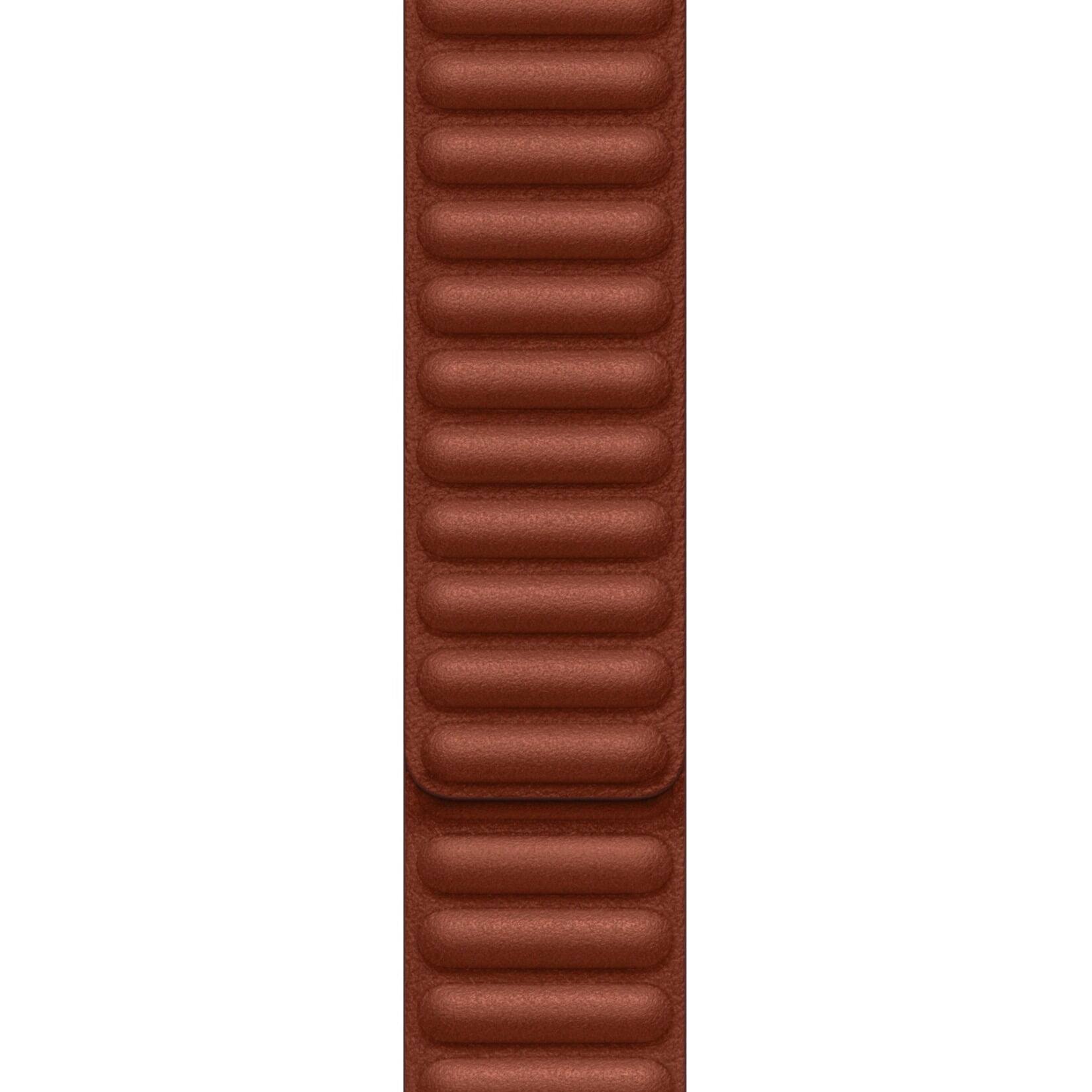 Alt View 4. Apple - Apple Watch Band - Leather Link (45mm) - Umber - M/L - Umber.