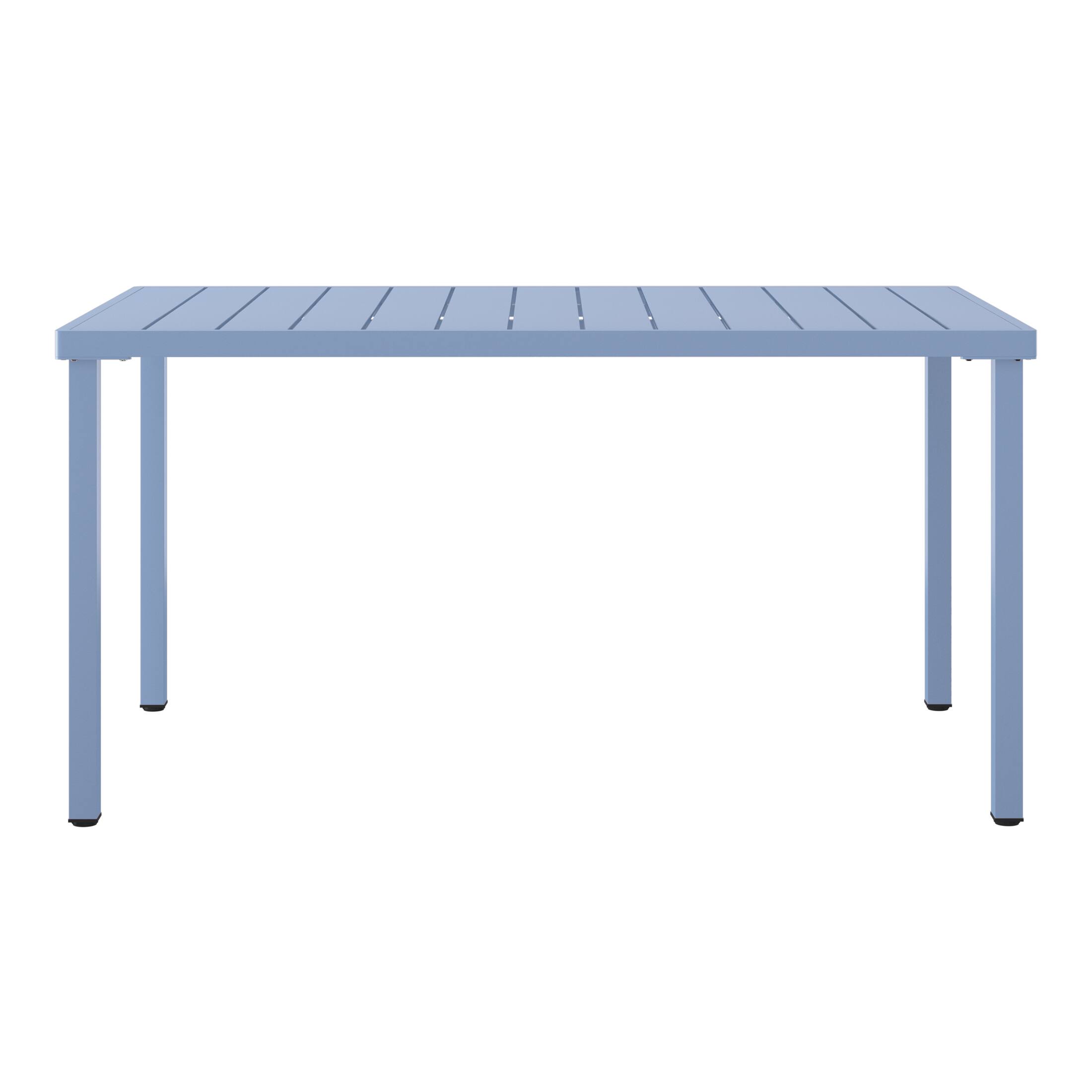 WestinTrends - Playa 59" Iron Metal Outdoor Rectangular Patio Dining Table For 6 - French Blue
