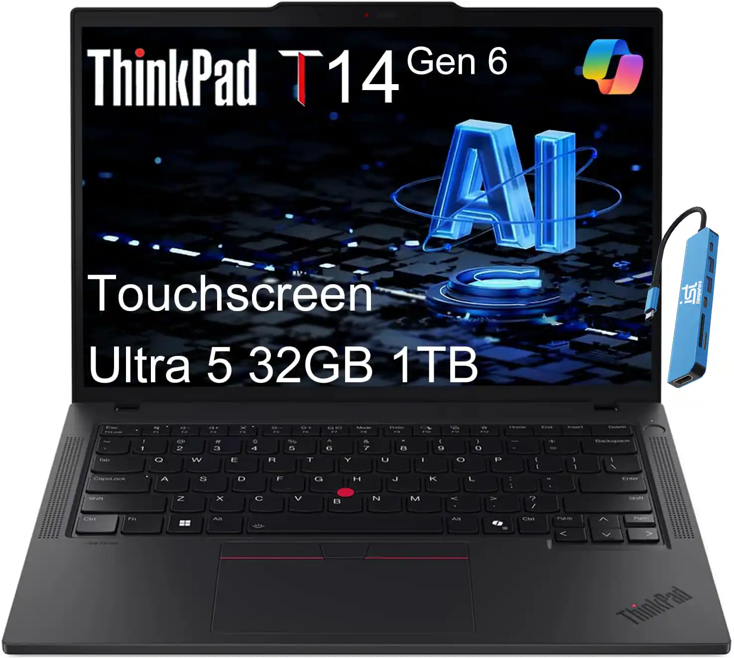 Lenovo - ThinkPad T14 G6 14" FHD+ Touch Laptop - Intel Core Ultra 5 - 32GB RAM - 1TB SSD - Thunderbolt - Backlit - Win 11Pro - Black