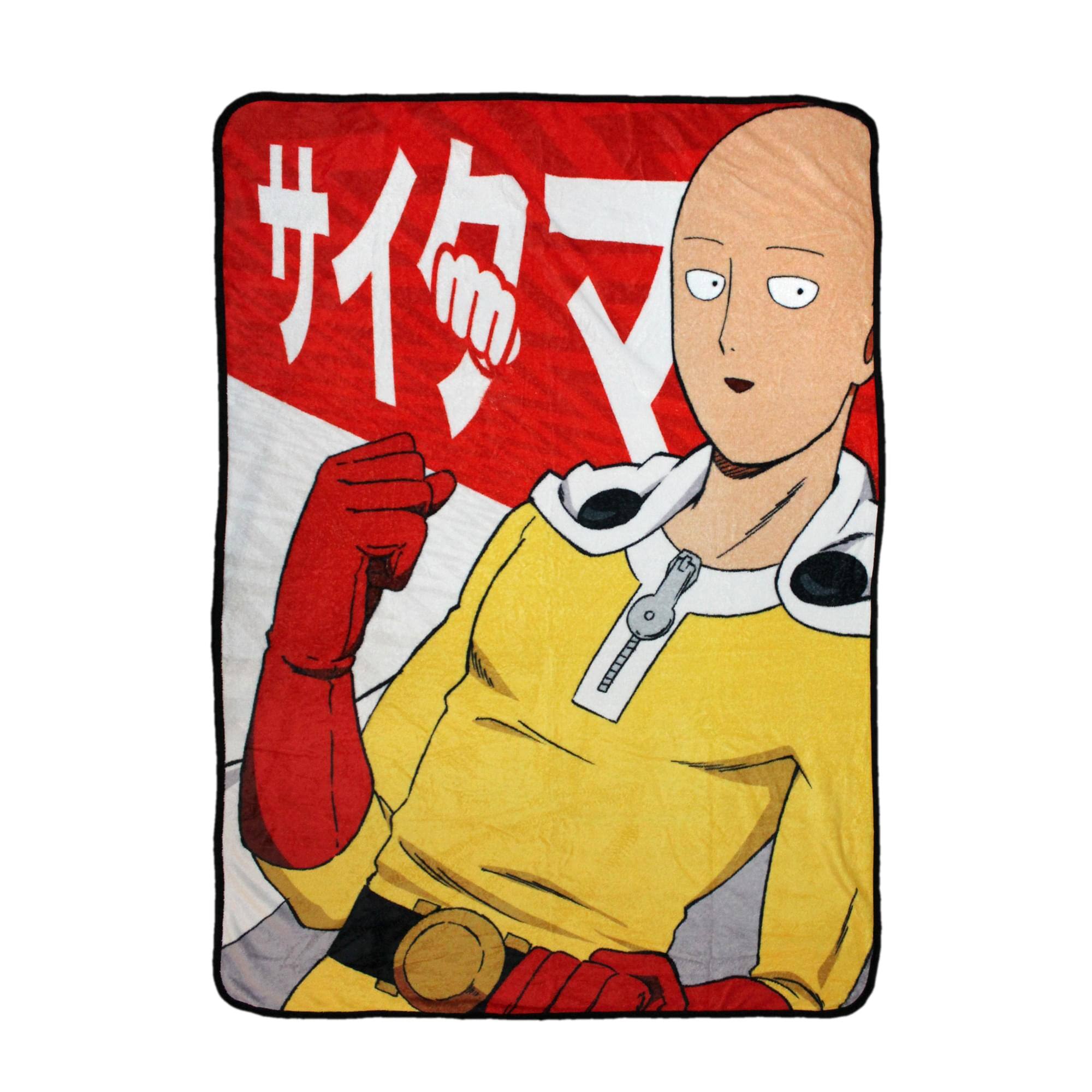 Alt View 1. Just Funky - One-Punch Man 45 x 60 Inch Fleece Throw Blanket - Red/White.