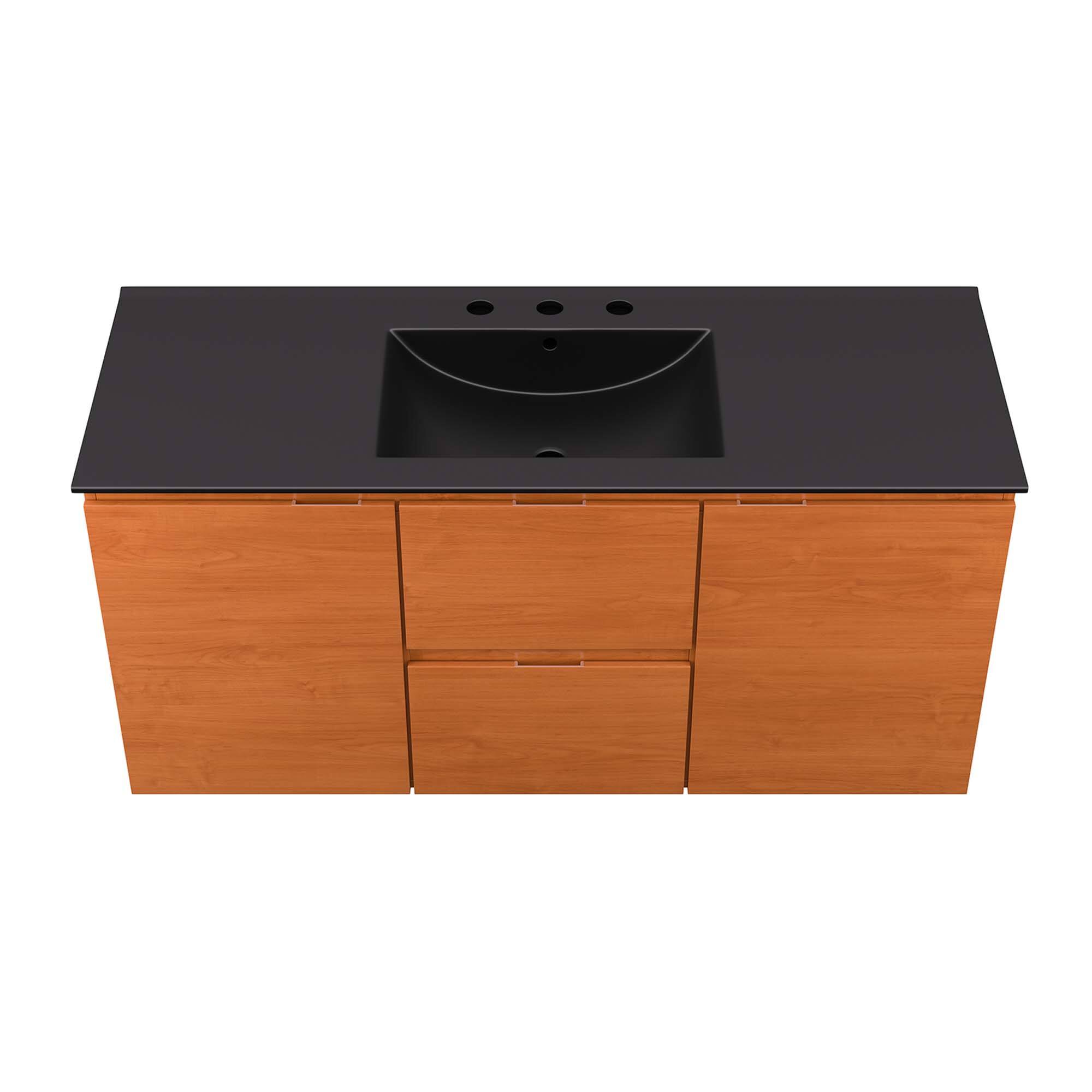 Alt View 3. Modway - Scenic Wall-Mount Bathroom Vanity Basin Included by Modway - Cherry Black.