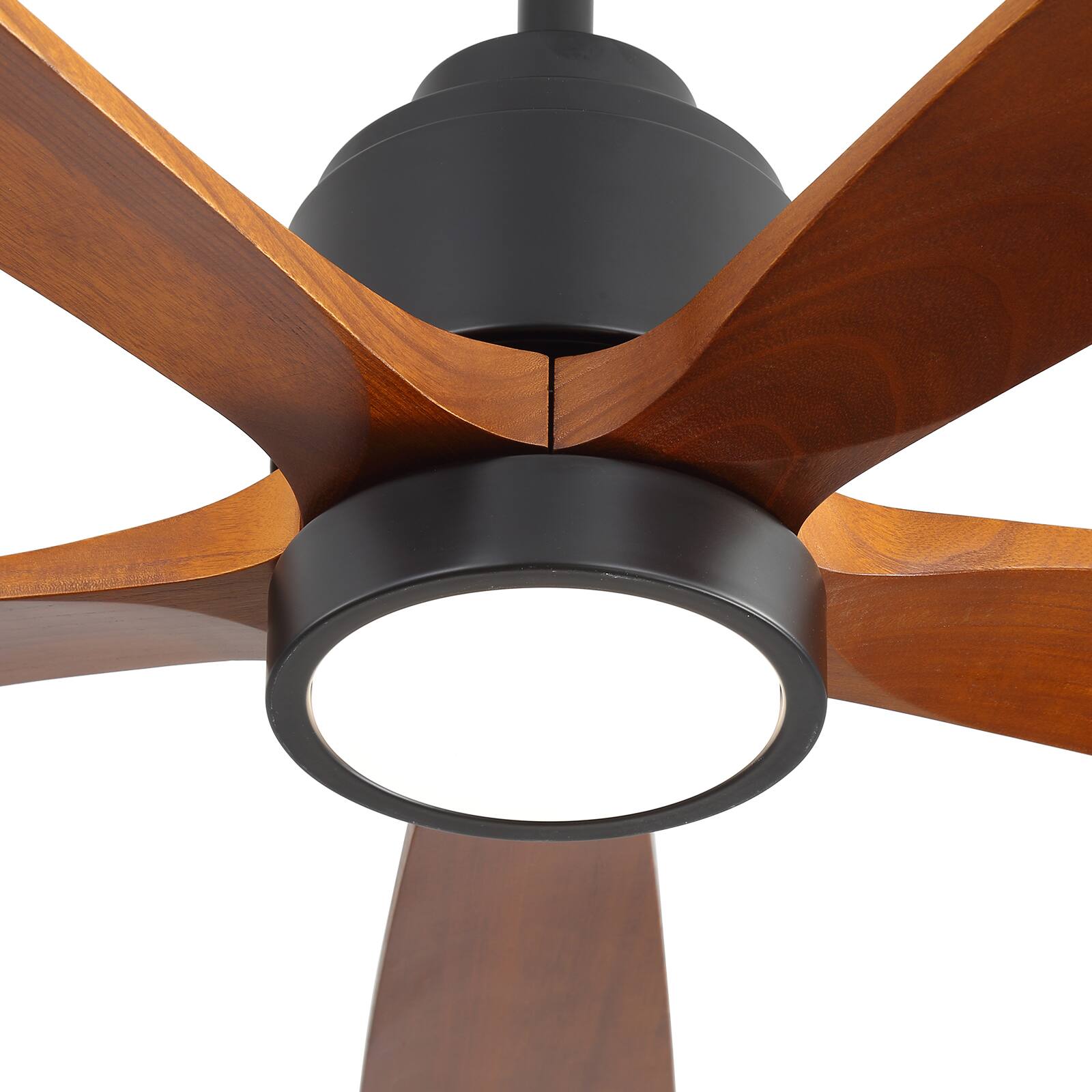 Alt View 2. Sofucor - 52'' Industrial Ceiling Fan with 3CCT Dimmable LED Light & Reversible DC Motor Modern Chandelier Fan for Bedroom Indoor - Black-Walnut Wood.